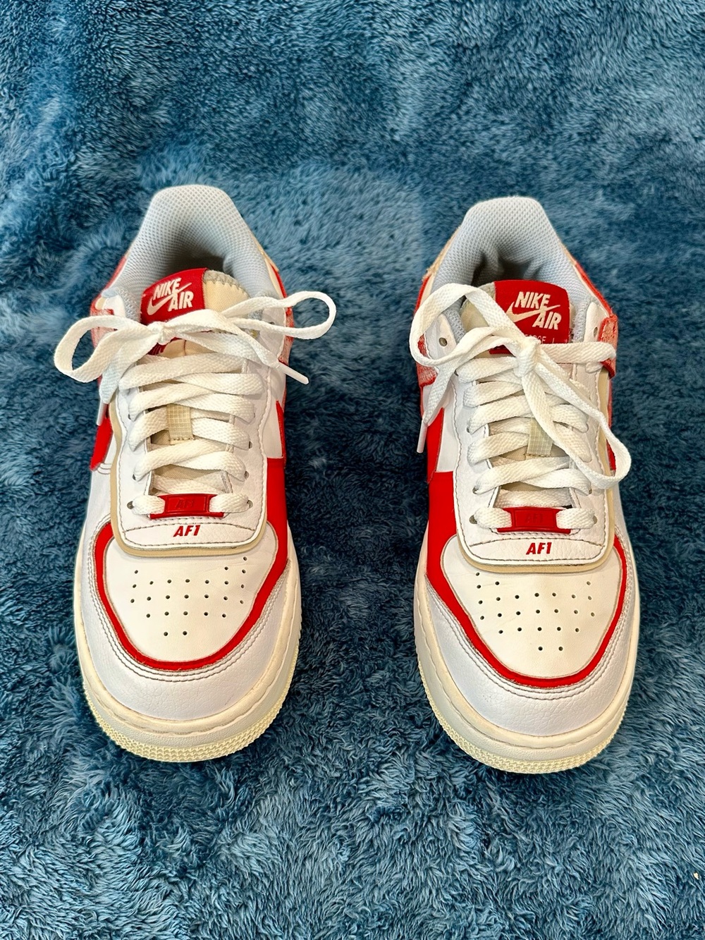 Nike Air Force 1 Shadow Cracked Leather White University Red Women’s size 8